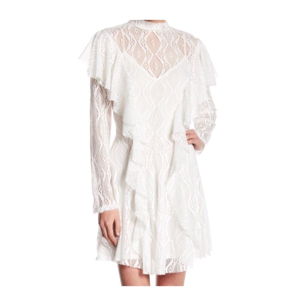 Free People Mock Neck Wisteria Lace Dress